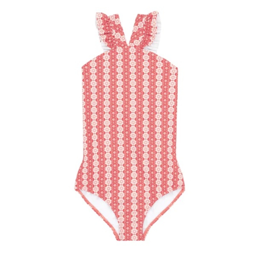 Minnow Swim Regatta Red Paisley V-neck Crossover One Piece